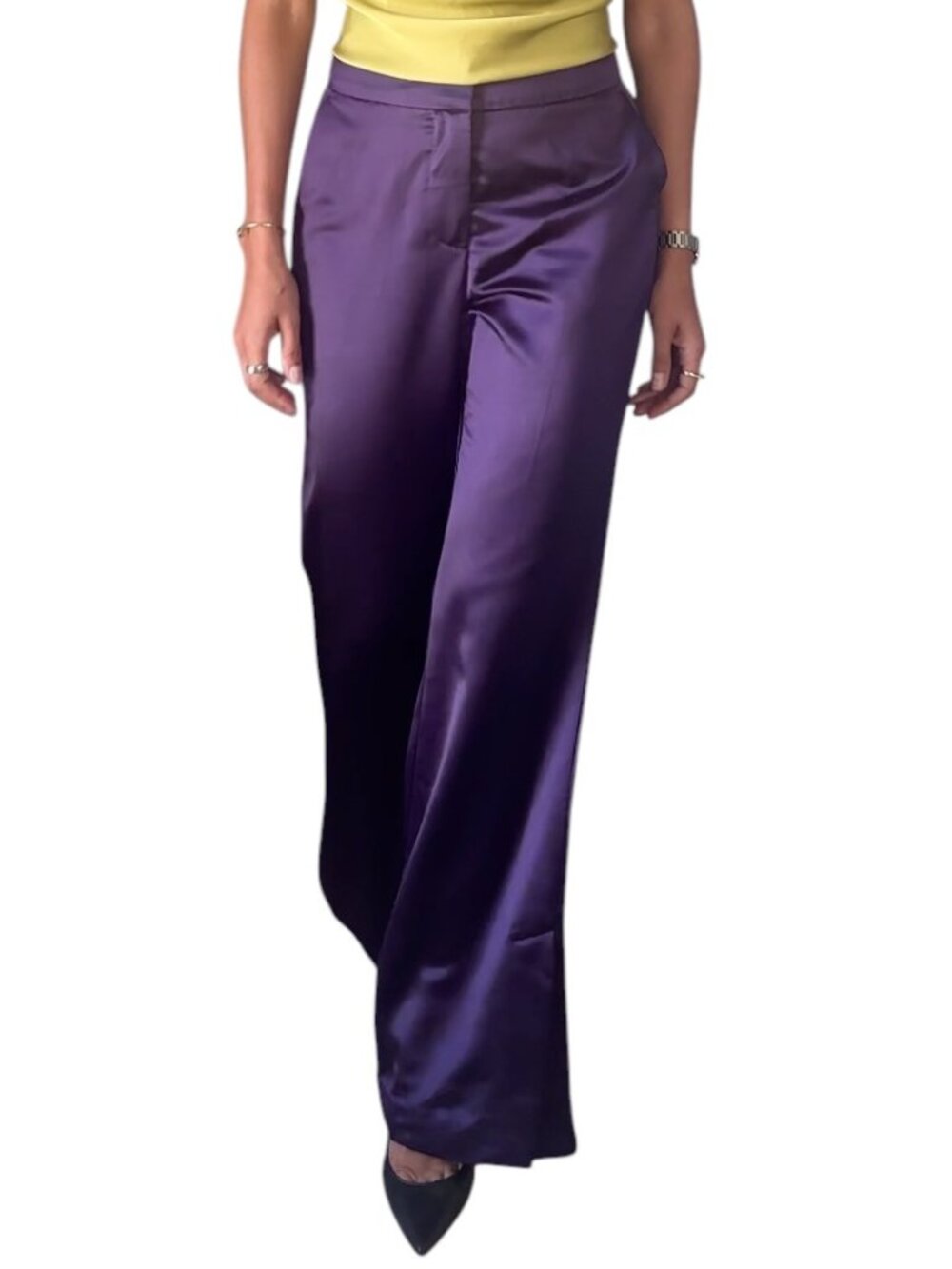 Jason Wu Purple Satin Trousers Lined Dress Pants Designer Size 2
